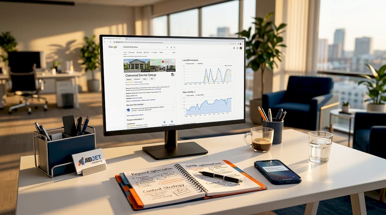 Workspace showing Google Business Profile and SEO data