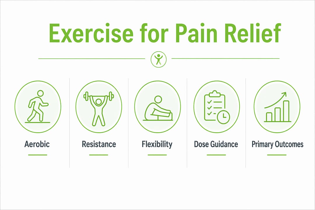 Infographic illustrating exercise types and effects