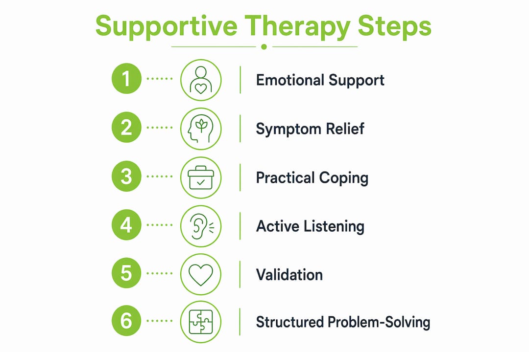 Infographic showing supportive therapy key steps