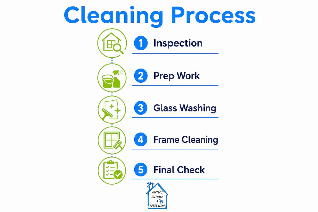 Infographic illustrating commercial window cleaning process