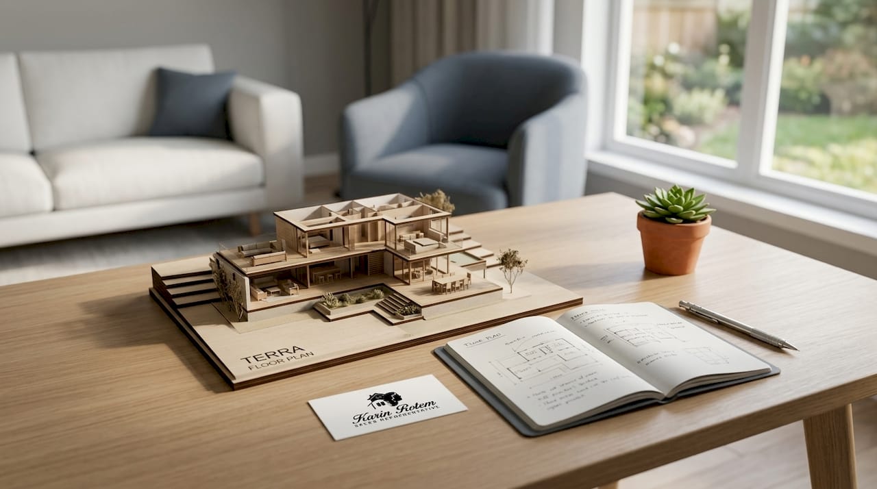 Architectural model of Terra floor plan on desk