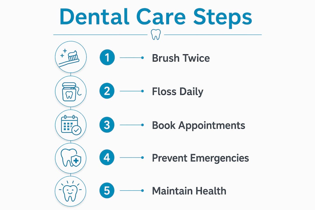 Infographic showing daily oral care steps