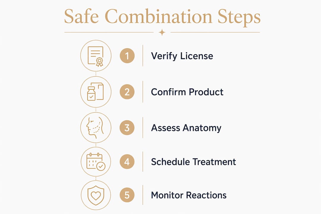 Infographic outlining safe steps for Botox and filler treatments