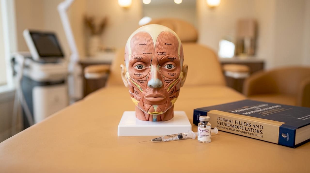 Facial anatomy model with Botox and filler tools