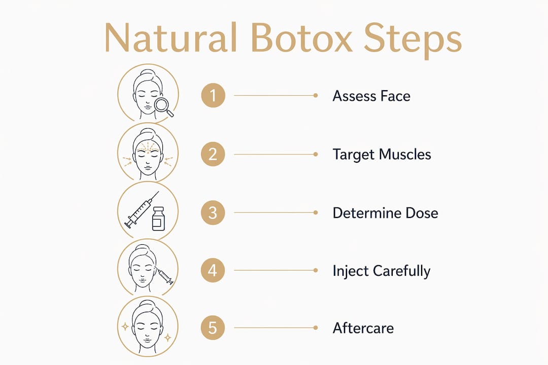 Infographic showing steps to achieve natural-looking Botox