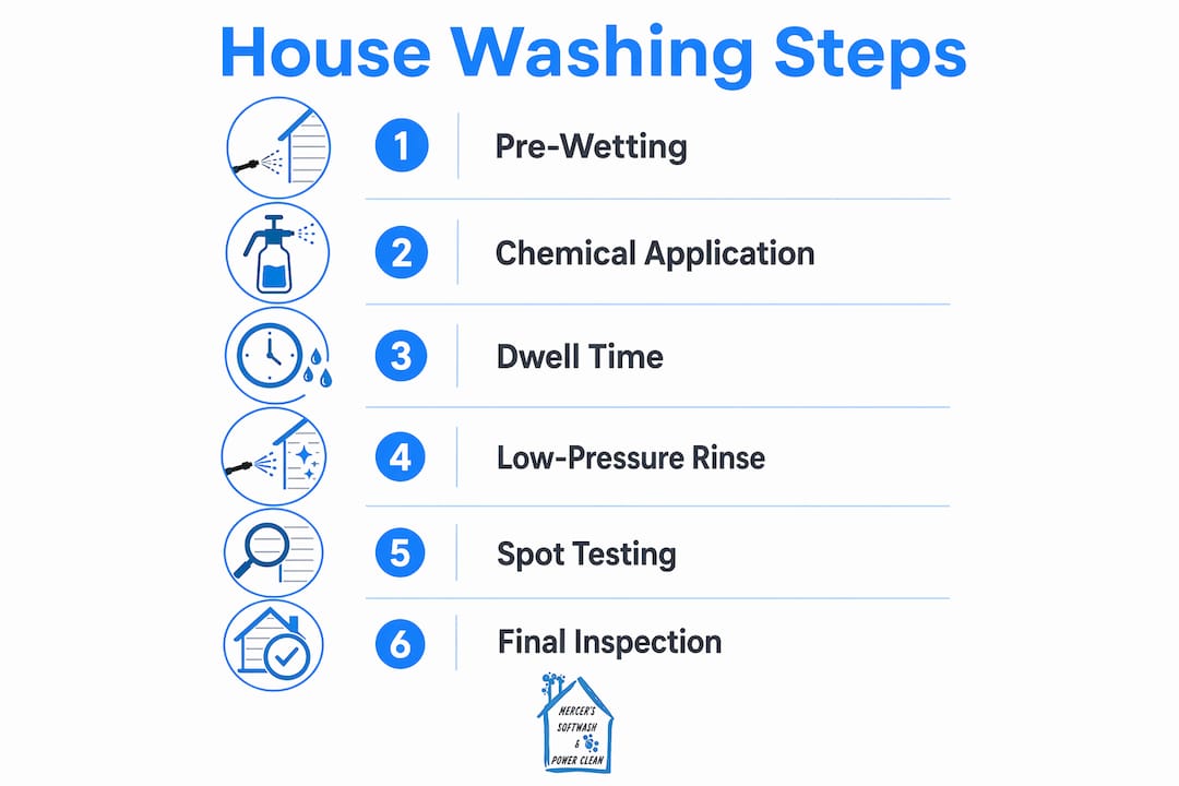 Infographic showing steps of professional house washing process