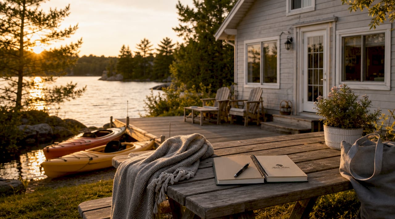 Waterfront cottage by lake with rental setup