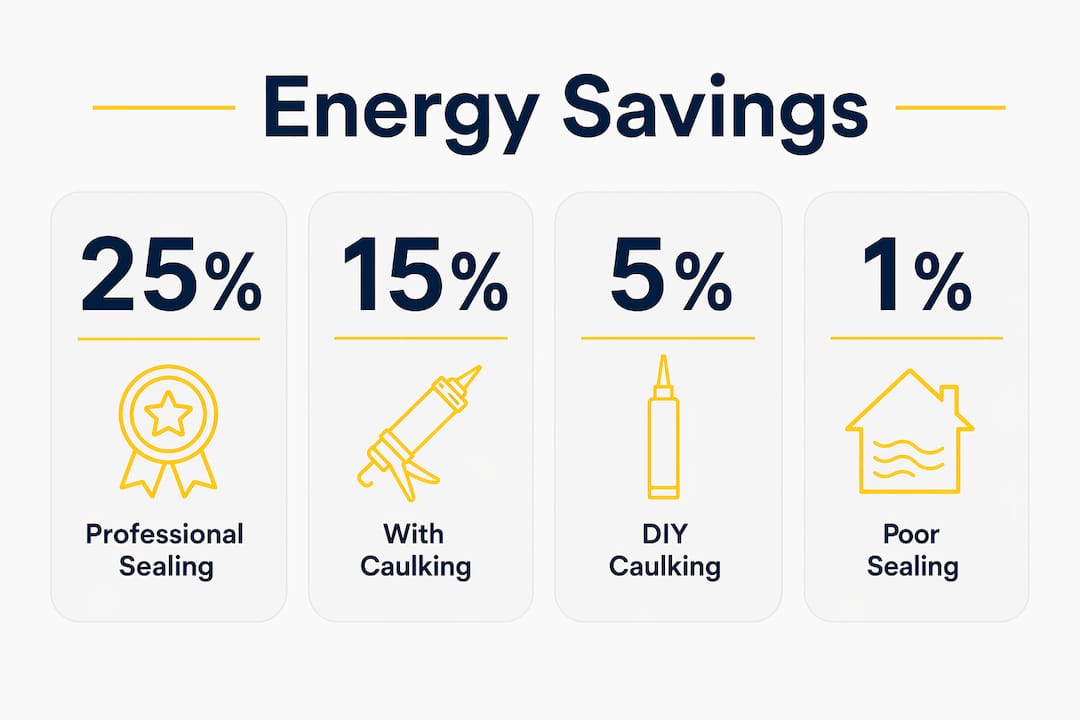Infographic showing energy savings from different air sealing methods