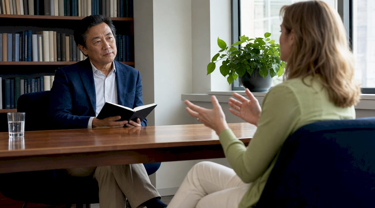 Therapist and client in mood disorder therapy session
