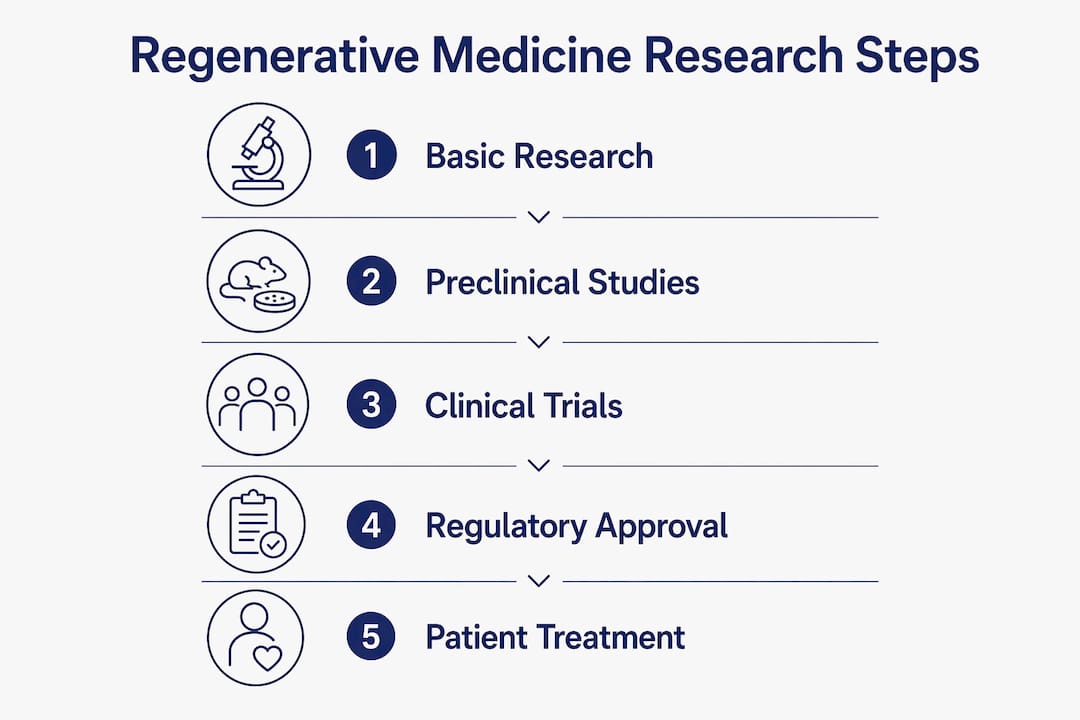 Infographic illustrating regenerative medicine research process steps