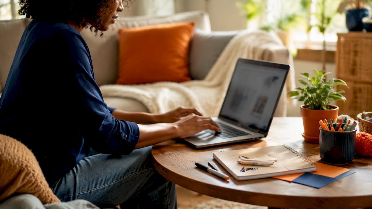 Hands typing on laptop optimizing HVAC website