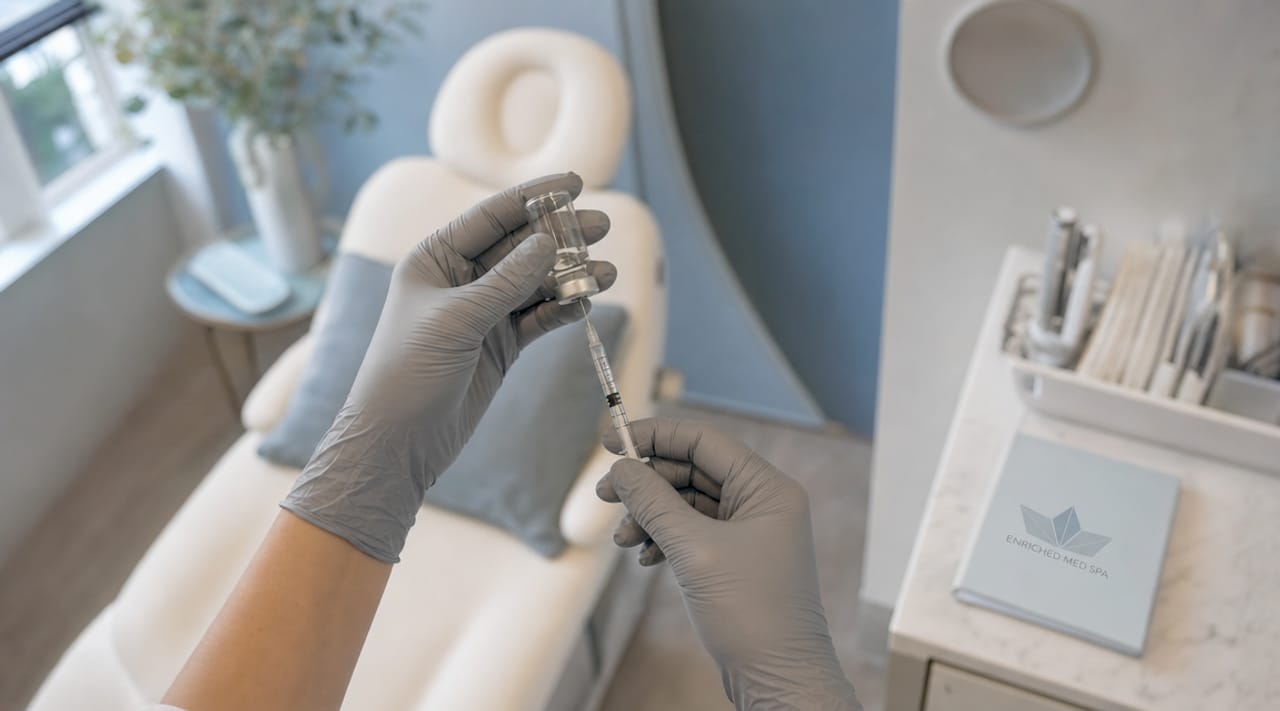 Practitioner preparing Botox syringe
