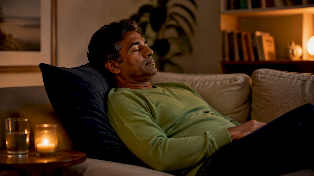 Man resting in bed emphasizing sleep importance