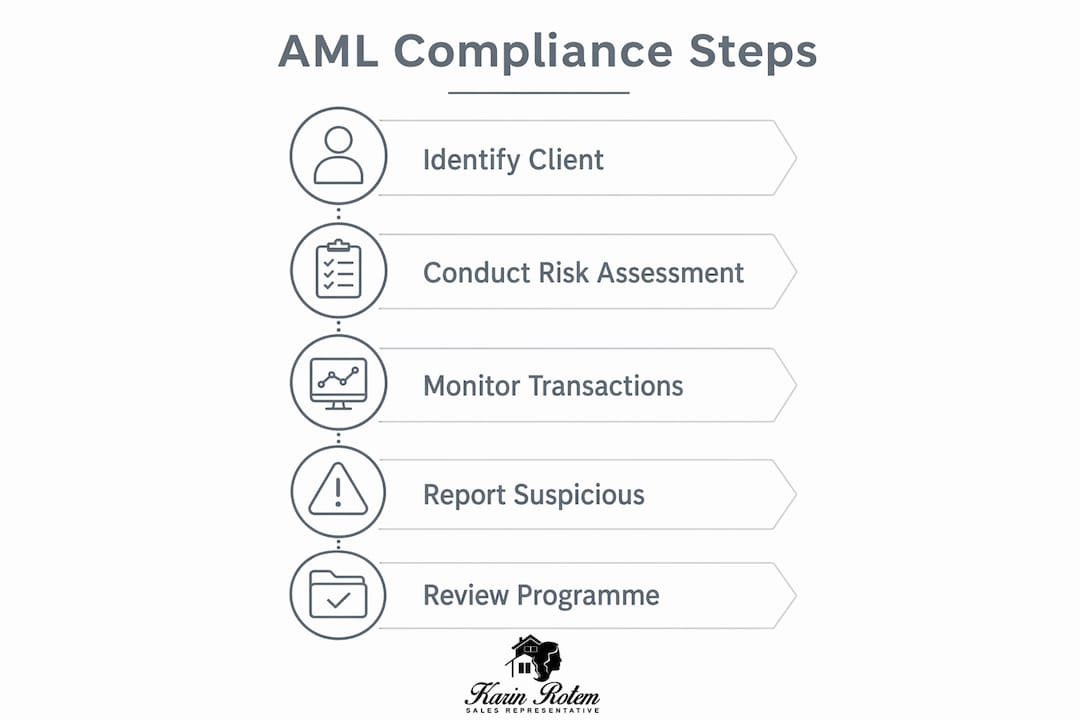 Infographic outlining AML compliance steps