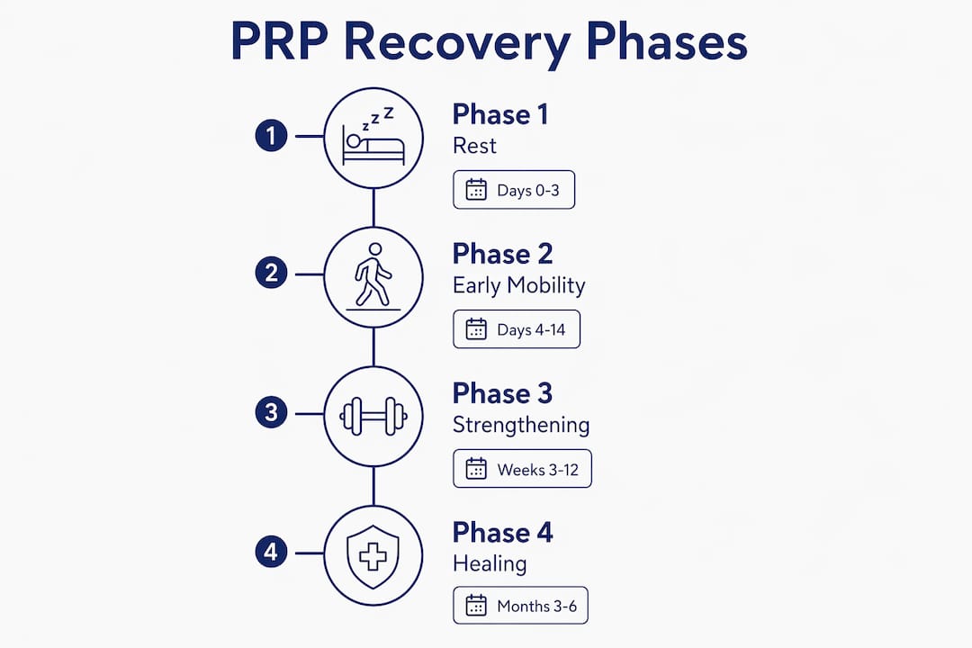 Infographic showing PRP injection healing phases