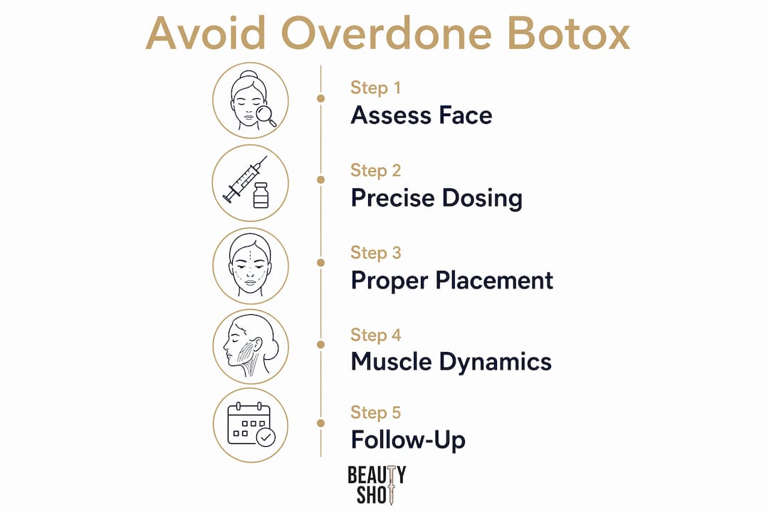 Infographic outlining steps to avoid overdone Botox