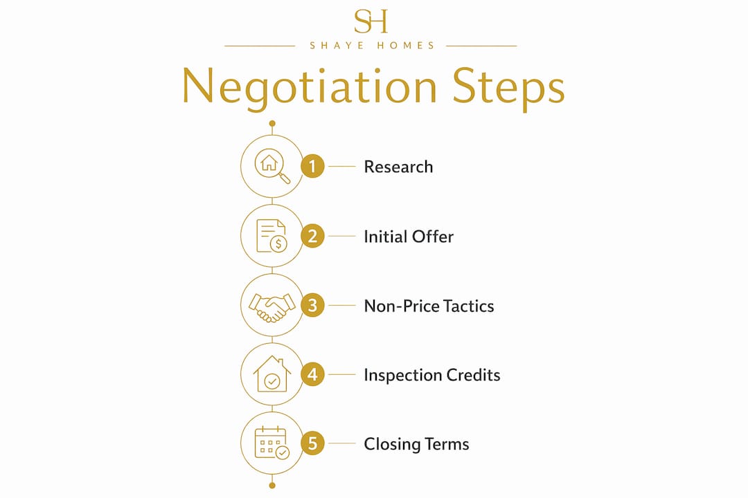 Infographic outlining steps to negotiate home price