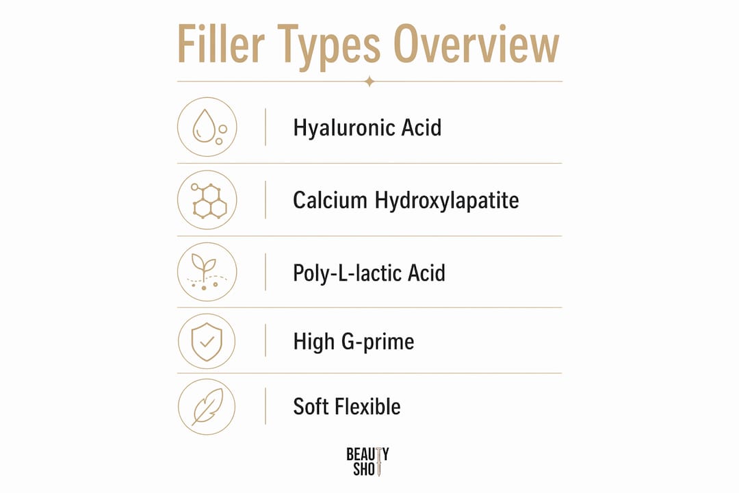 Infographic detailing types of injectable fillers