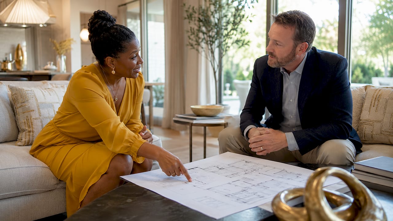Buyer consulting builder on customization options