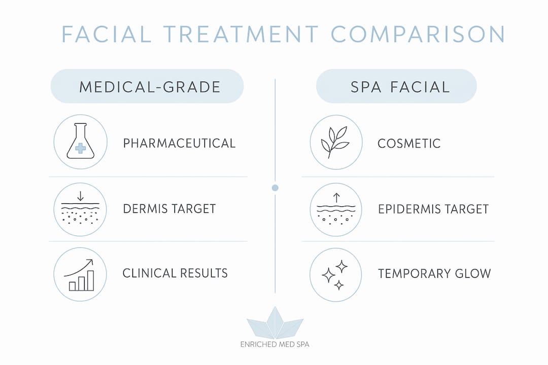 Infographic comparing medical-grade and spa facials