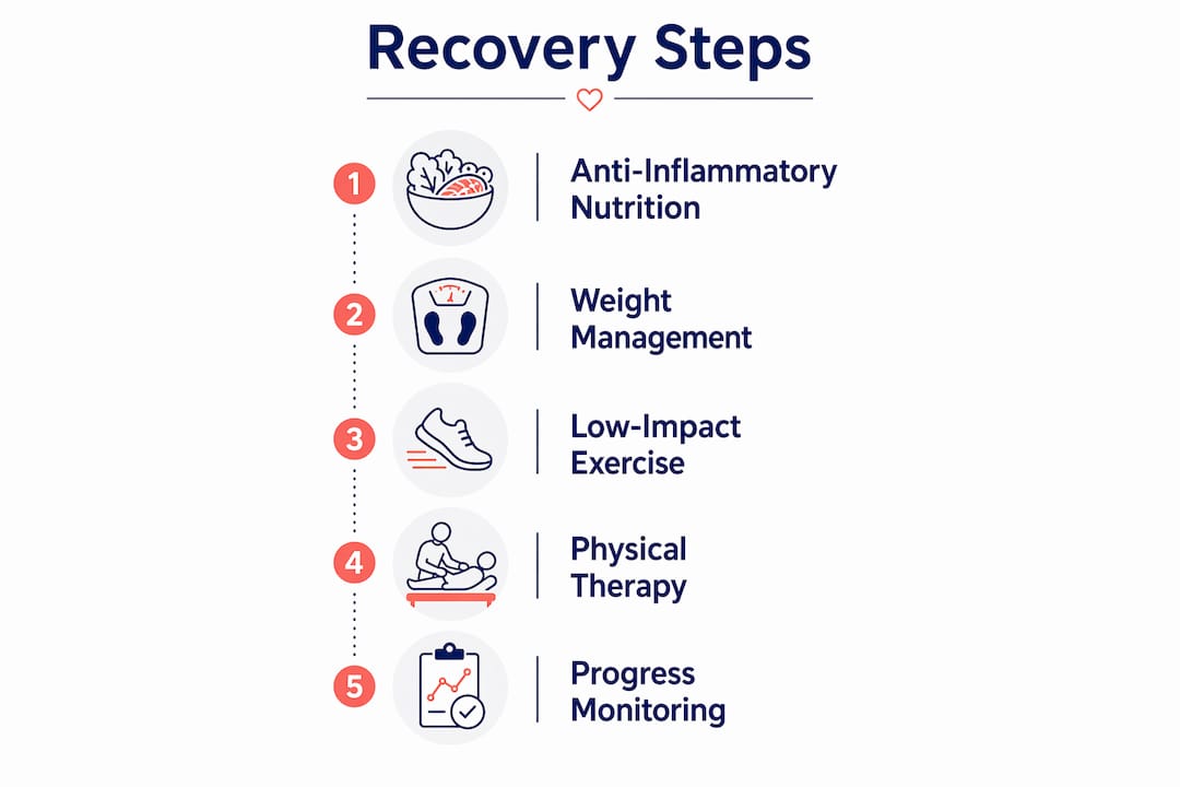 Infographic showing steps in degenerative condition recovery