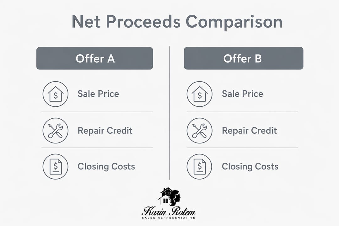 Infographic comparing net proceeds of home sale offers