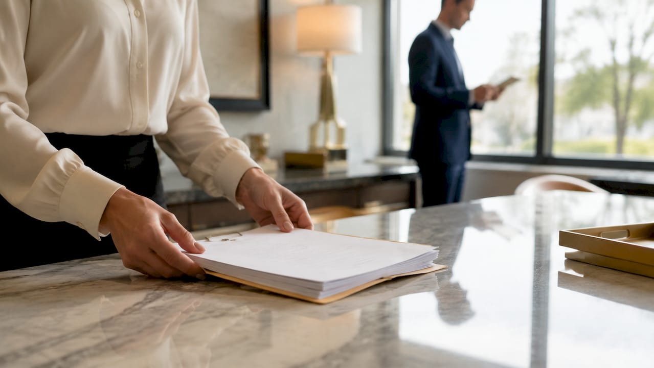 Hands holding legal probate papers