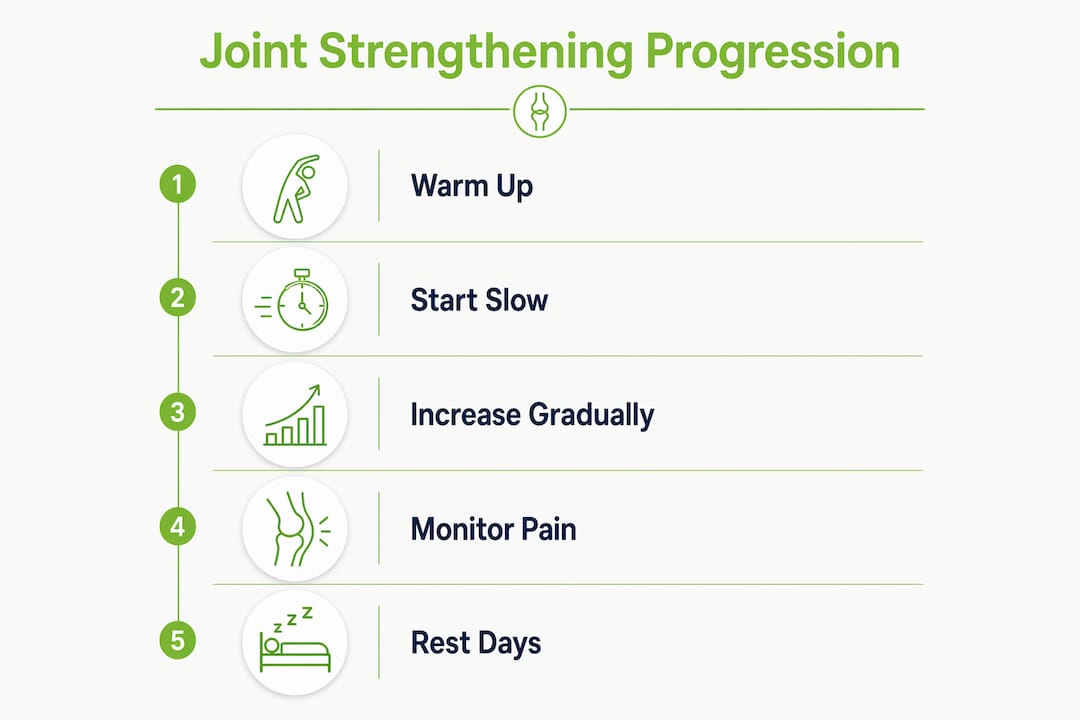 Infographic showing joint strengthening progression steps