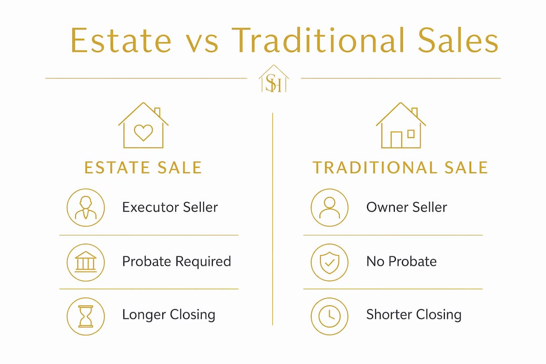 Comparative infographic estate and traditional sales