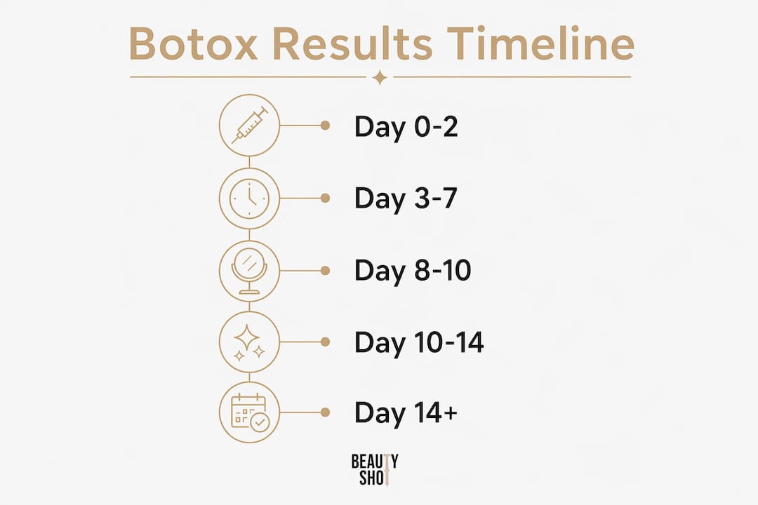 Infographic illustrating Botox results timeline stages