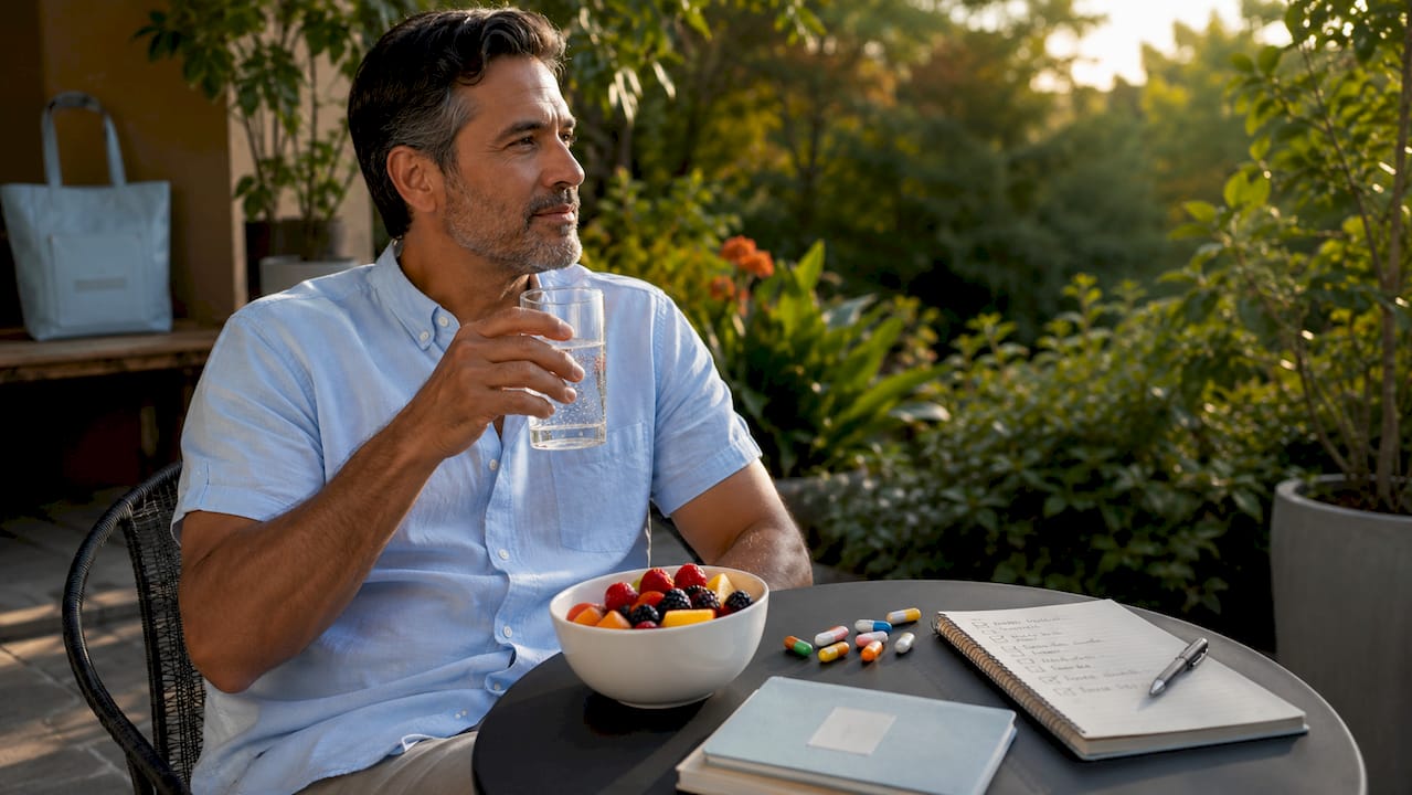 Man practicing healthy lifestyle before Botox