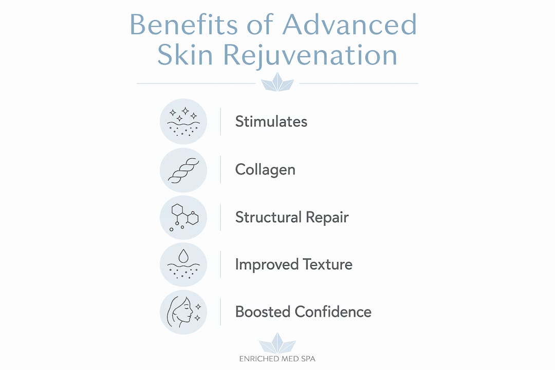 Infographic outlining key benefits of advanced skin rejuvenation
