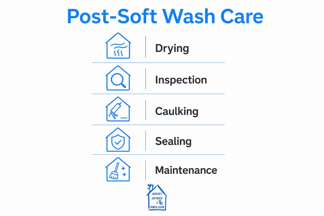 Infographic showing steps of siding protection after soft washing