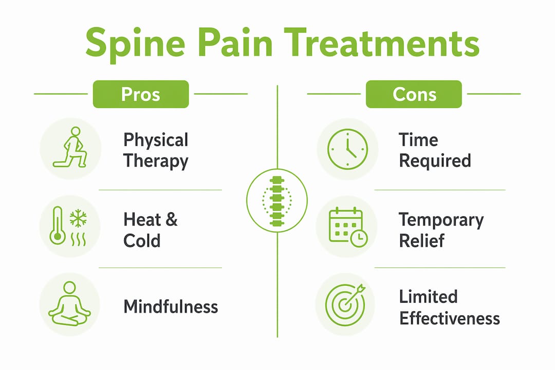 Infographic comparing nonsurgical spine pain treatment pros and cons