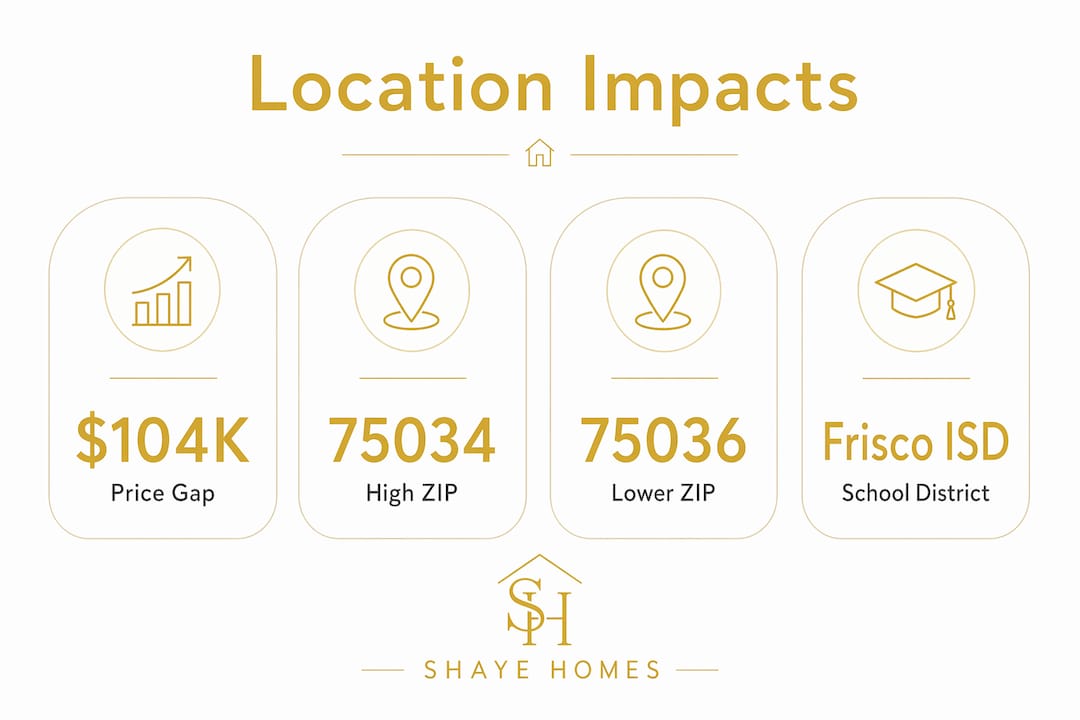 Infographic showing key factors affecting home values in Frisco