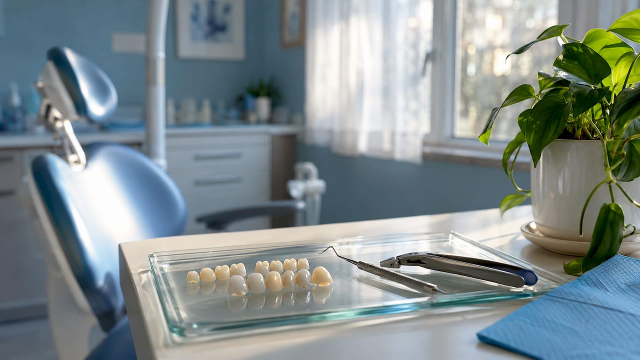 Close-up of aesthetic dental treatment tools