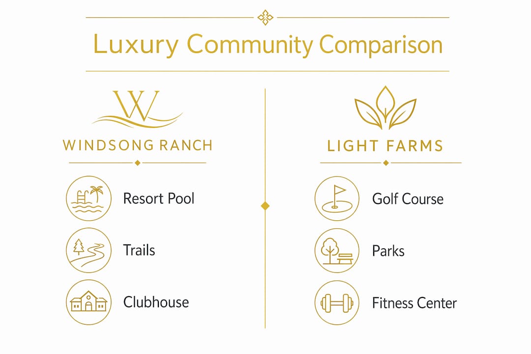 Infographic comparing top Prosper luxury communities