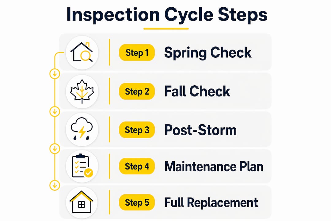 Infographic depicting caulking inspection cycle steps
