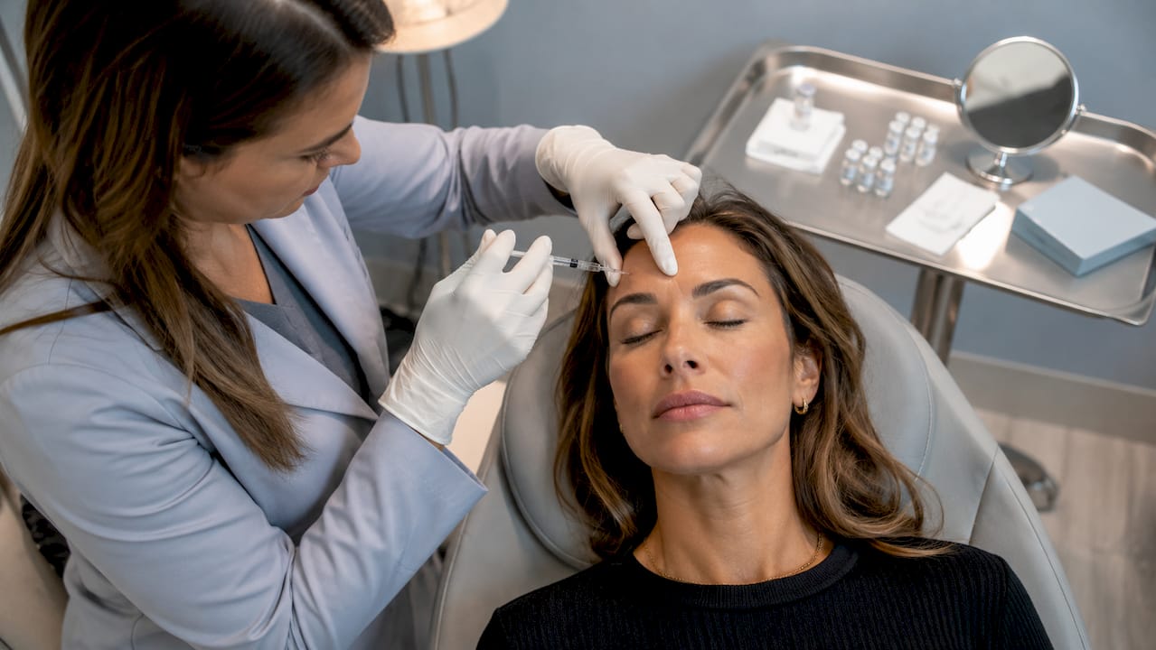 Botulinum toxin injection treatment close-up