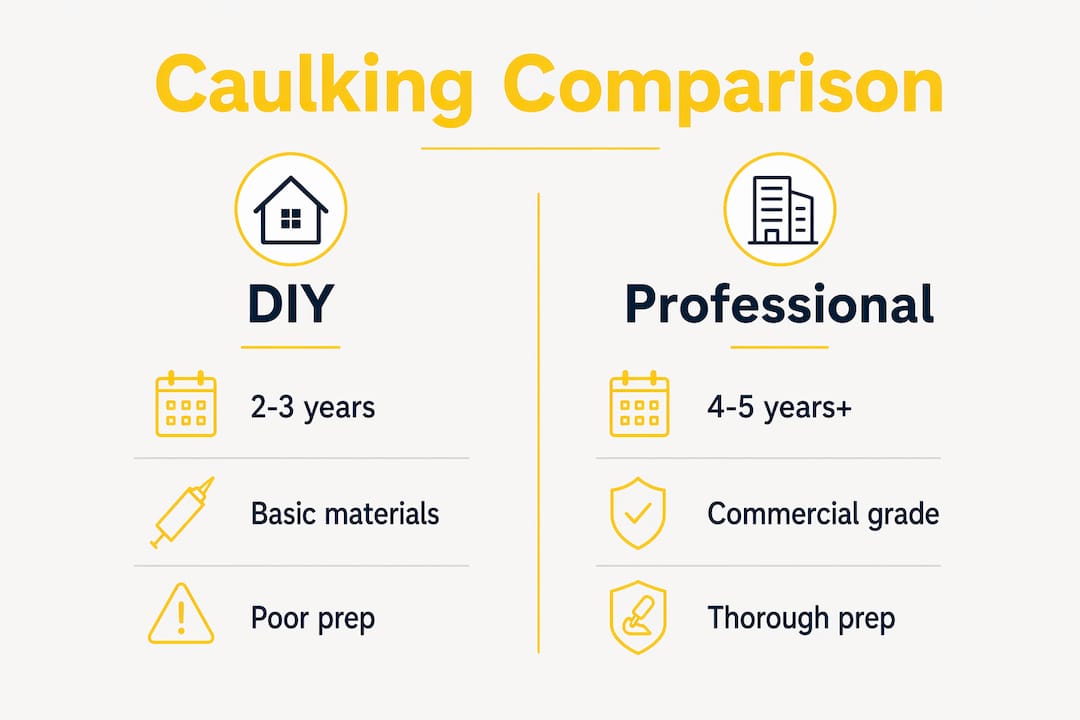Infographic comparing professional and DIY caulking