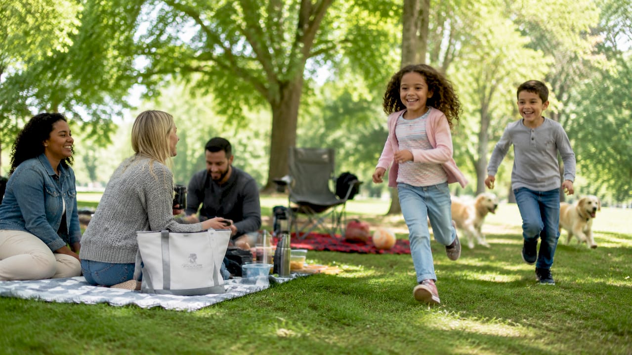 Families enjoying playground and trails at Jackson Park