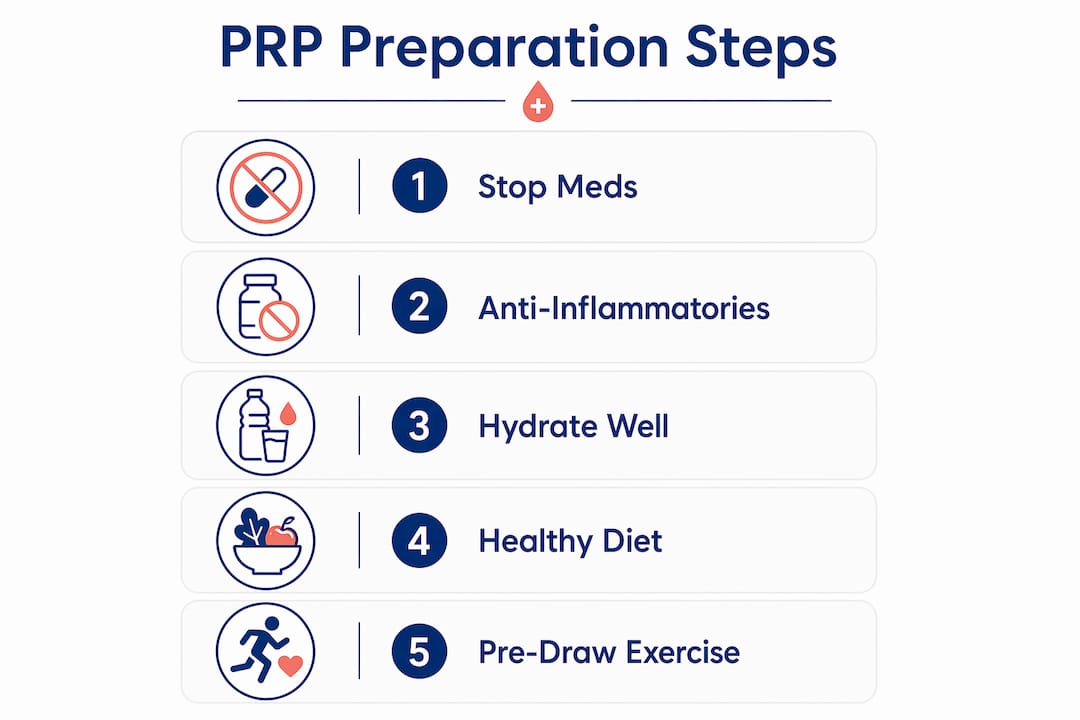 Infographic illustrating PRP treatment preparation steps