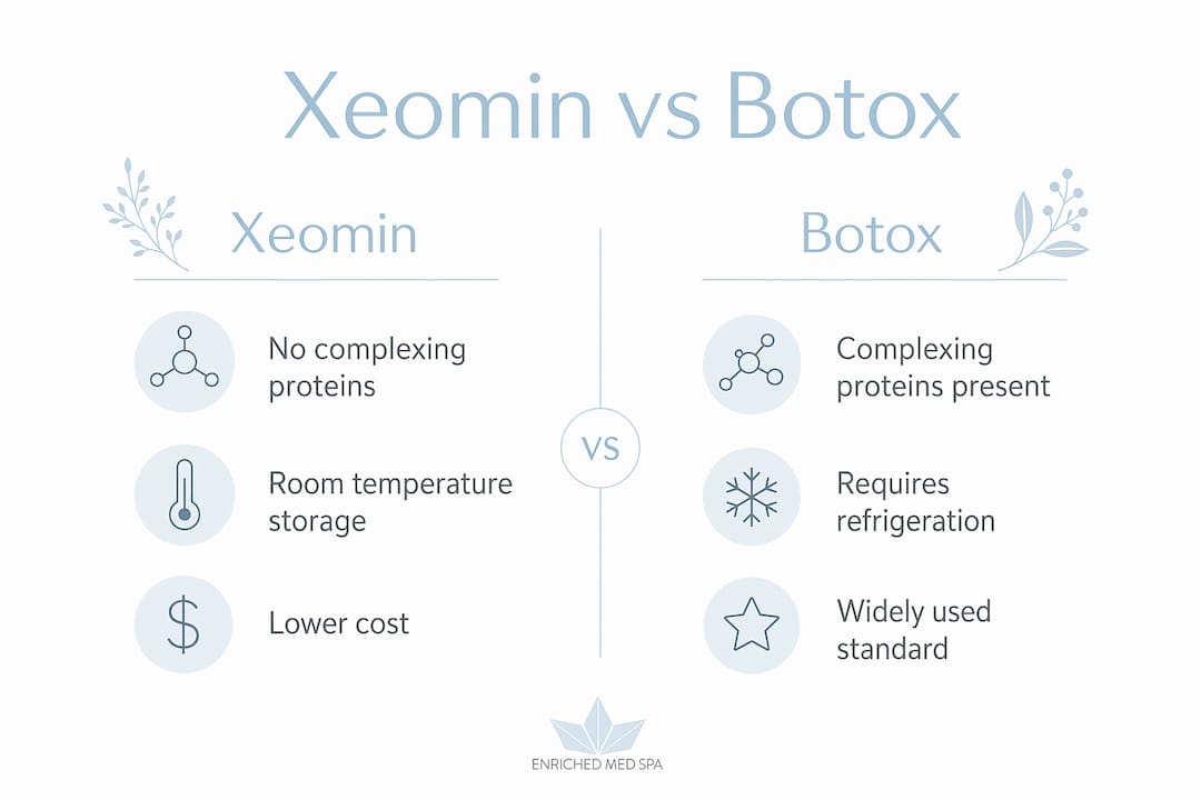 Infographic comparing Xeomin and Botox