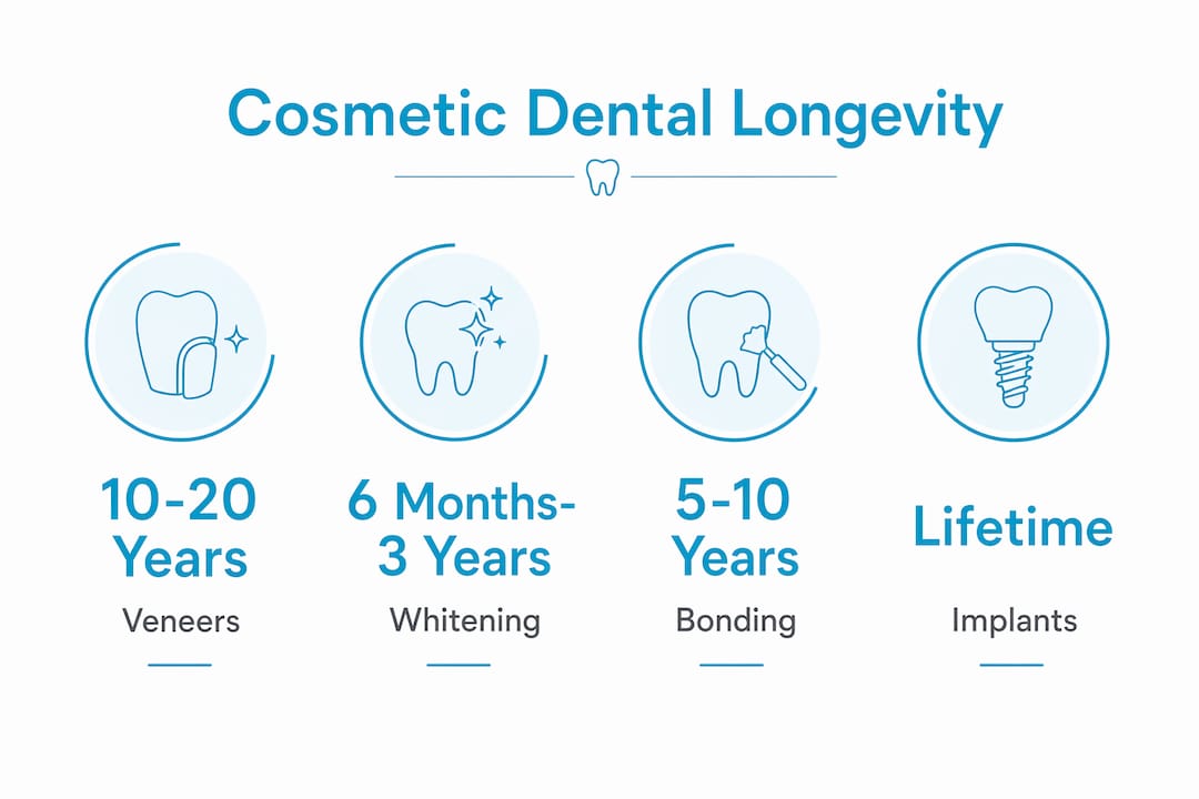 Infographic showing lifespan of cosmetic dental treatments