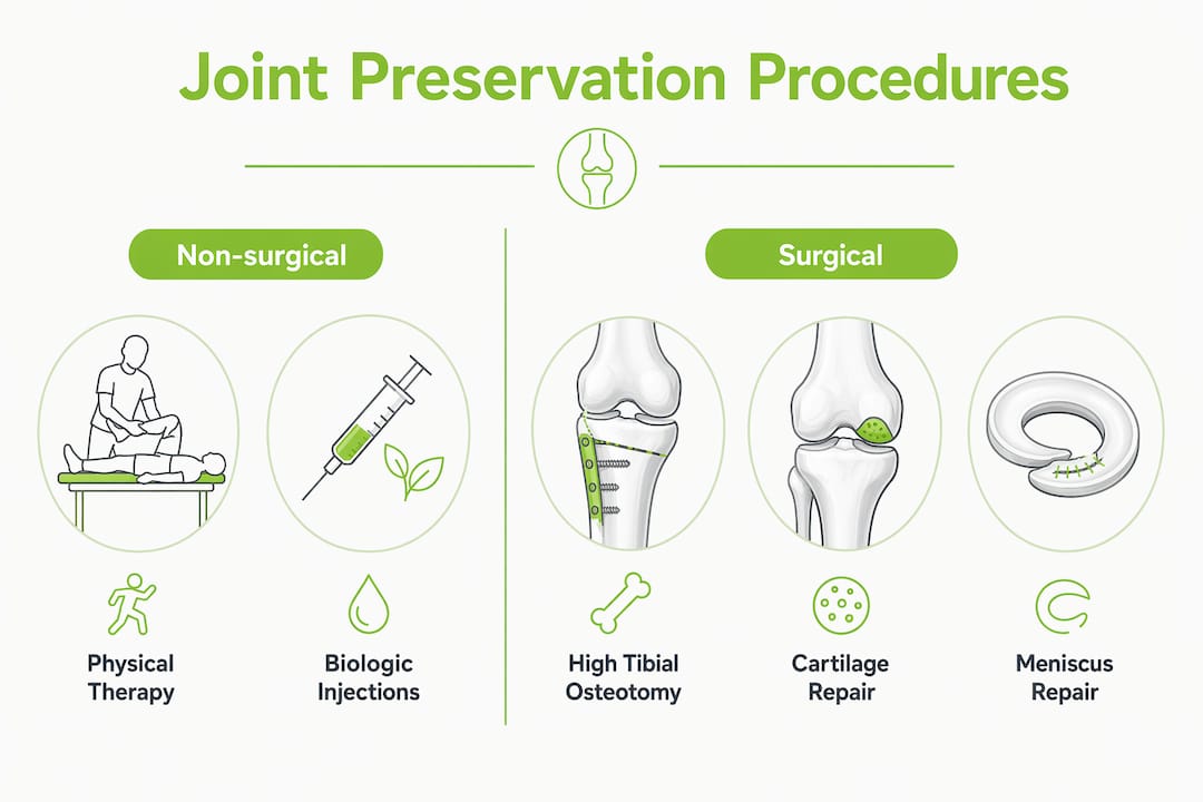 Infographic comparing surgical and non-surgical joint preservation
