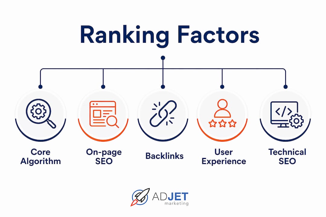 Infographic illustrating search engine ranking factors hierarchy