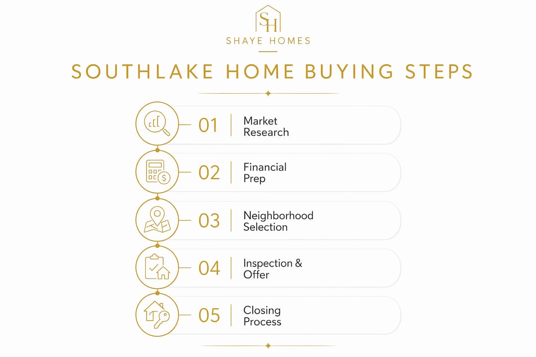 Infographic showing steps to buy home in Southlake