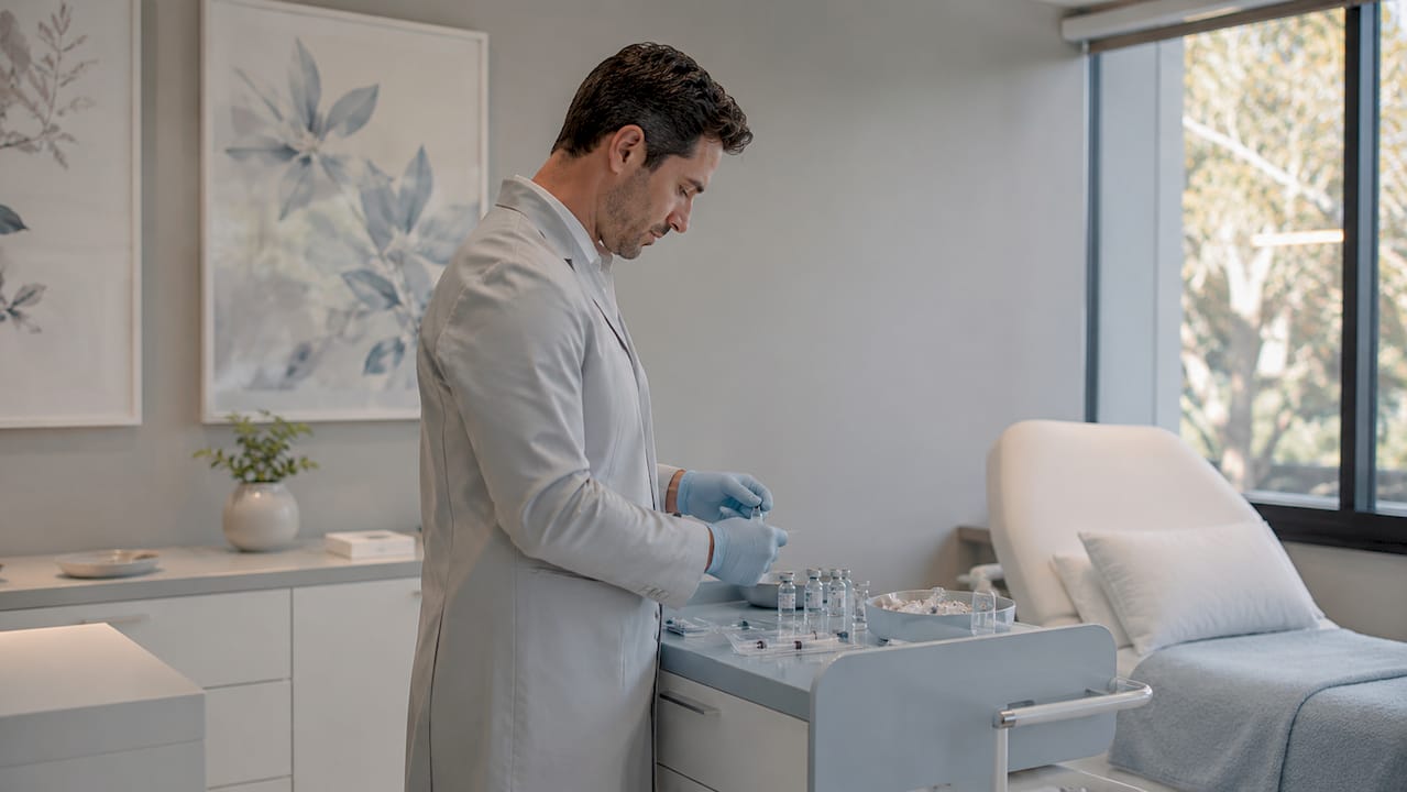 Dermatologist preparing injectable treatment