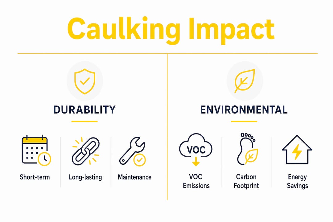 Infographic comparing caulking durability and environmental impact