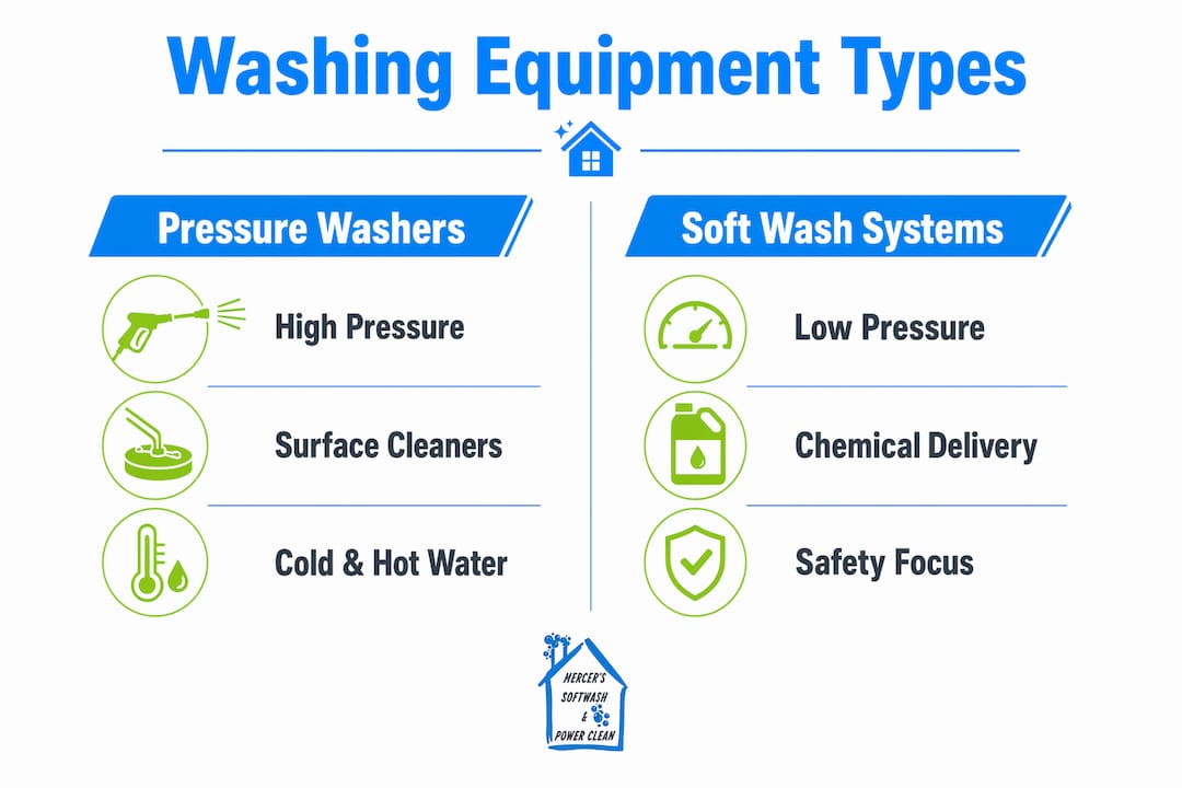 Infographic comparing washing equipment types